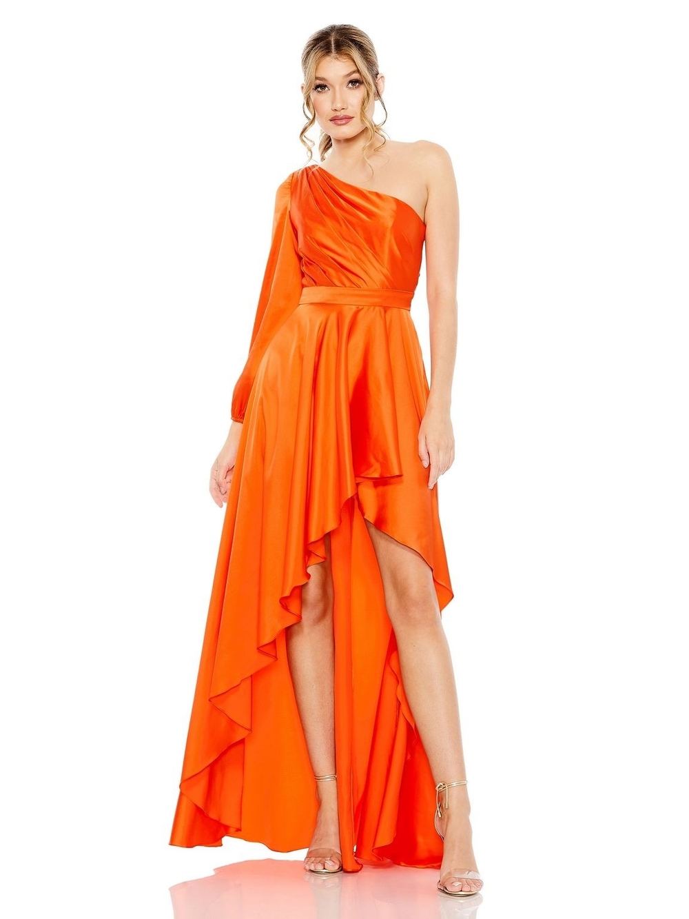 Mac Duggal High Low One Shoulder Dress High Low Detail #49141 - Size4